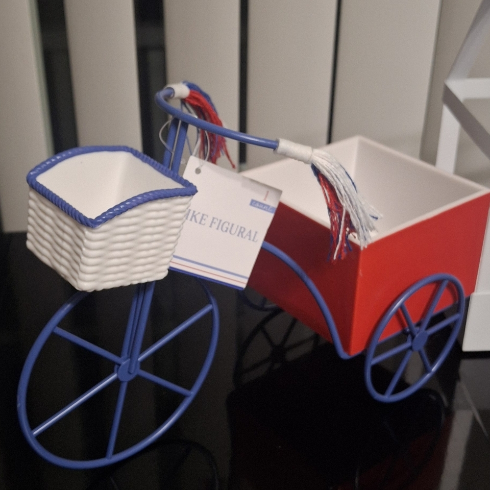 Red and Blue Decorative Bicycle Planter And Greenhouse Style Planter - Picture 3 of 8